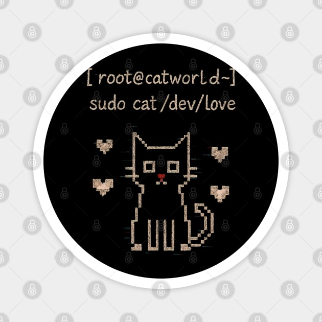sudo cat /dev/love – Terminal Kitty Magnet by Hobby Helpers Merch